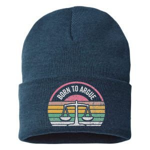 Born To Argue Retro Justice Balance Scales Sustainable Knit Beanie