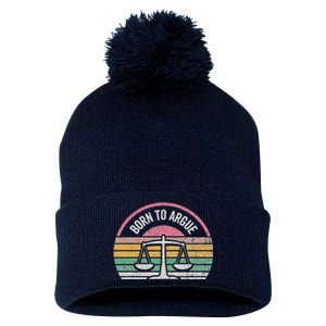 Born To Argue Retro Justice Balance Scales Pom Pom 12in Knit Beanie