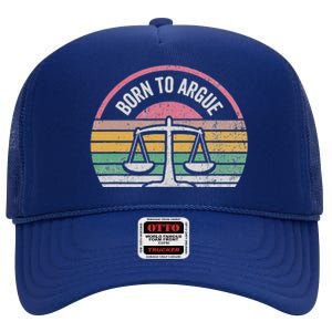 Born To Argue Retro Justice Balance Scales High Crown Mesh Back Trucker Hat