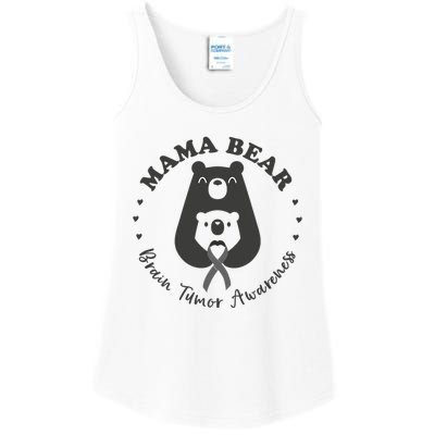 Brain Tumor Awareness Mama Bear Mother Son Gray Ribbon May Ladies Essential Tank