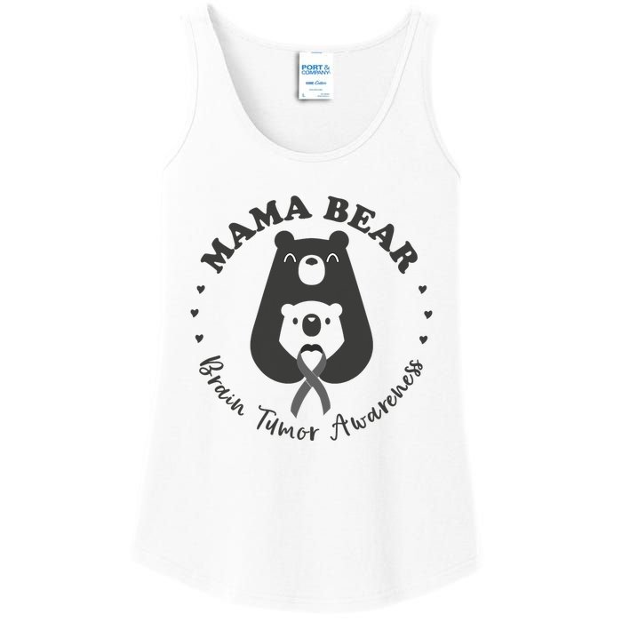 Brain Tumor Awareness Mama Bear Mother Son Gray Ribbon May Ladies Essential Tank