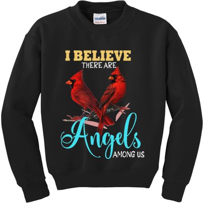 Believe There Are Angels Among Of Us Cardinal Bird Lovers Kids Sweatshirt