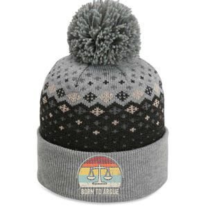 Born To Argue Retro Scales Design The Baniff Cuffed Pom Beanie