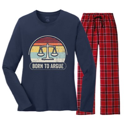 Born To Argue Retro Scales Design Women's Long Sleeve Flannel Pajama Set 