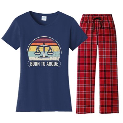 Born To Argue Retro Scales Design Women's Flannel Pajama Set