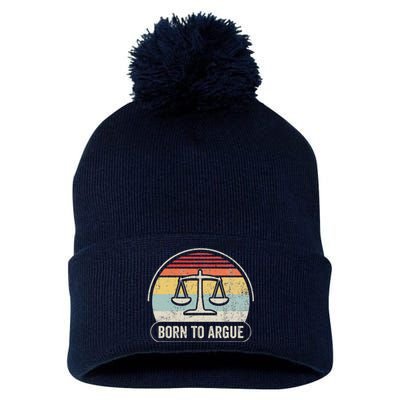 Born To Argue Retro Scales Design Pom Pom 12in Knit Beanie