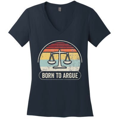 Born To Argue Retro Scales Design Women's V-Neck T-Shirt