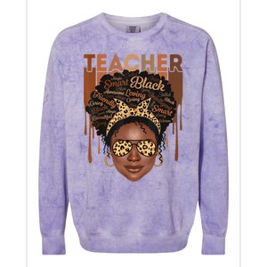 Black Teacher Afro Retro Matching Black History Month Gift Colorblast Crewneck Sweatshirt