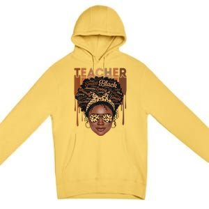 Black Teacher Afro Retro Matching Black History Month Gift Premium Pullover Hoodie