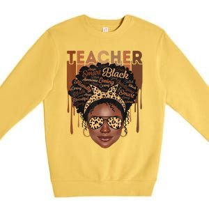 Black Teacher Afro Retro Matching Black History Month Gift Premium Crewneck Sweatshirt