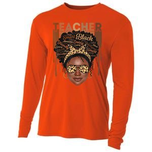 Black Teacher Afro Retro Matching Black History Month Gift Cooling Performance Long Sleeve Crew