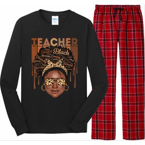 Black Teacher Afro Retro Matching Black History Month Gift Long Sleeve Pajama Set