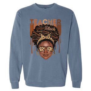 Black Teacher Afro Retro Matching Black History Month Gift Garment-Dyed Sweatshirt