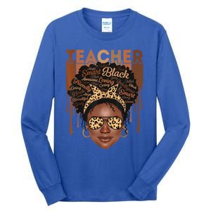 Black Teacher Afro Retro Matching Black History Month Gift Tall Long Sleeve T-Shirt