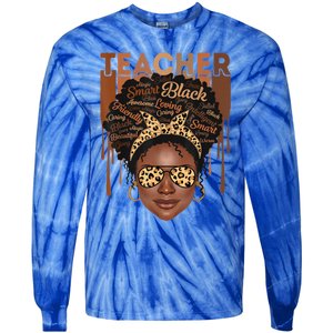 Black Teacher Afro Retro Matching Black History Month Gift Tie-Dye Long Sleeve Shirt