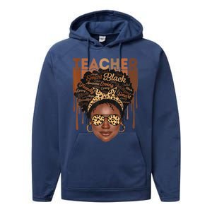 Black Teacher Afro Retro Matching Black History Month Gift Performance Fleece Hoodie