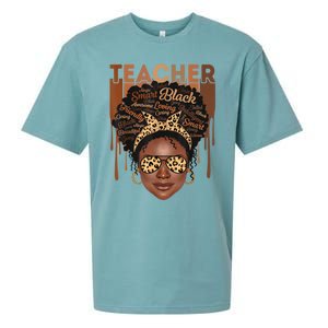 Black Teacher Afro Retro Matching Black History Month Gift Sueded Cloud Jersey T-Shirt