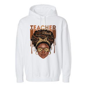 Black Teacher Afro Retro Matching Black History Month Gift Garment-Dyed Fleece Hoodie