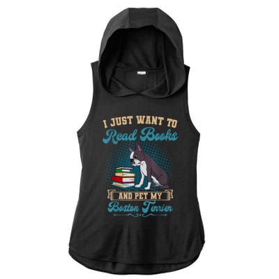 Boston Terrier American Gentleman Bibliophile Book Lover Ladies PosiCharge Tri-Blend Wicking Draft Hoodie Tank