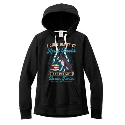 Boston Terrier American Gentleman Bibliophile Book Lover Women's Fleece Hoodie