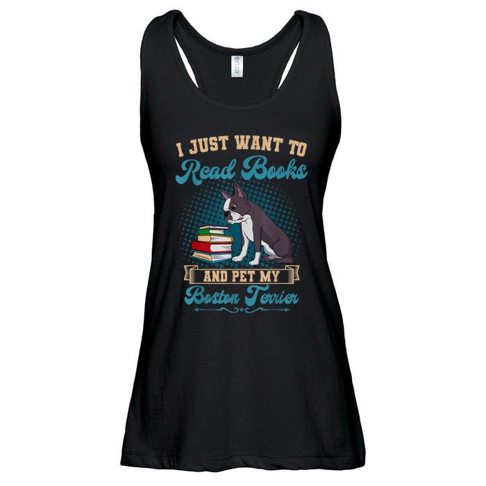 Boston Terrier American Gentleman Bibliophile Book Lover Ladies Essential Flowy Tank