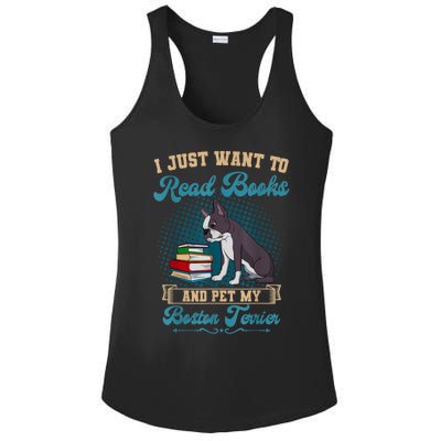 Boston Terrier American Gentleman Bibliophile Book Lover Ladies PosiCharge Competitor Racerback Tank