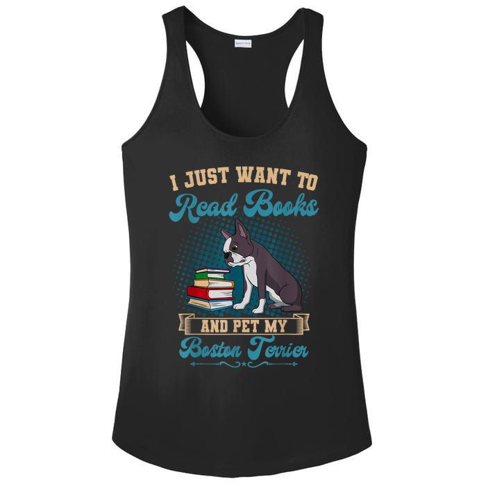 Boston Terrier American Gentleman Bibliophile Book Lover Ladies PosiCharge Competitor Racerback Tank