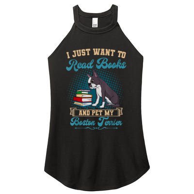 Boston Terrier American Gentleman Bibliophile Book Lover Women's Perfect Tri Rocker Tank