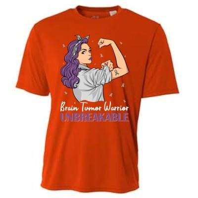 Brain Tumor Awareness Warrior Unbreakable Survivor Gift Cooling Performance Crew T-Shirt