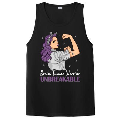 Brain Tumor Awareness Warrior Unbreakable Survivor Gift PosiCharge Competitor Tank