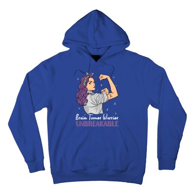 Brain Tumor Awareness Warrior Unbreakable Survivor Gift Hoodie