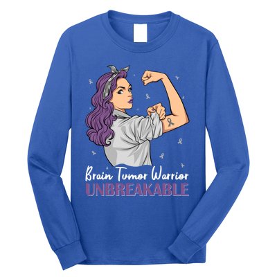 Brain Tumor Awareness Warrior Unbreakable Survivor Gift Long Sleeve Shirt