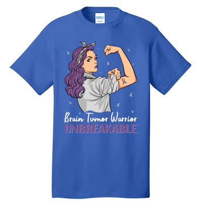 Brain Tumor Awareness Warrior Unbreakable Survivor Gift Tall T-Shirt