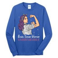 Brain Tumor Awareness Warrior Unbreakable Survivor Gift Tall Long Sleeve T-Shirt