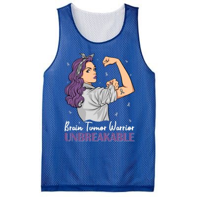 Brain Tumor Awareness Warrior Unbreakable Survivor Gift Mesh Reversible Basketball Jersey Tank