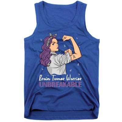 Brain Tumor Awareness Warrior Unbreakable Survivor Gift Tank Top