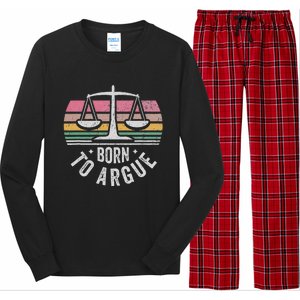 Born To Argue Justice Legal Scales Retro Style Long Sleeve Pajama Set