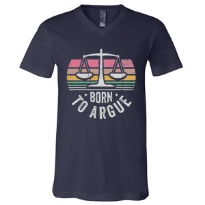 Born To Argue Justice Legal Scales Retro Style V-Neck T-Shirt