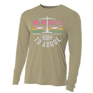 Born To Argue Justice Legal Scales Retro Style Cooling Performance Long Sleeve Crew