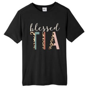 Blessed Tia Aunt Cute Leopard Print Tall Fusion ChromaSoft Performance T-Shirt