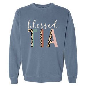 Blessed Tia Aunt Cute Leopard Print Garment-Dyed Sweatshirt