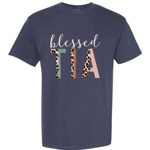 Blessed Tia Aunt Cute Leopard Print Garment-Dyed Heavyweight T-Shirt