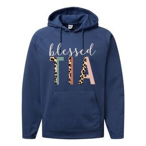 Blessed Tia Aunt Cute Leopard Print Performance Fleece Hoodie