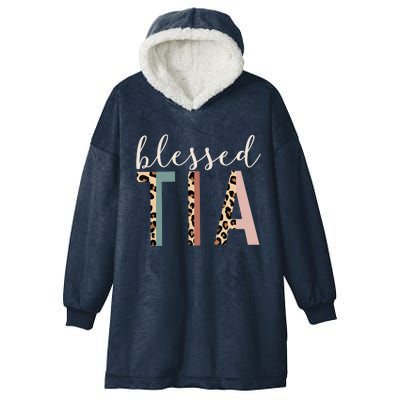 Blessed Tia Aunt Cute Leopard Print Hooded Wearable Blanket