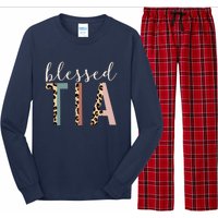 Blessed Tia Aunt Cute Leopard Print Long Sleeve Pajama Set