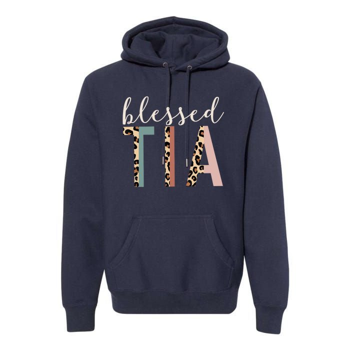 Blessed Tia Aunt Cute Leopard Print Premium Hoodie