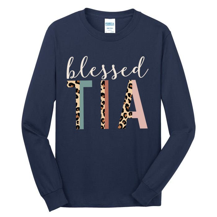 Blessed Tia Aunt Cute Leopard Print Tall Long Sleeve T-Shirt