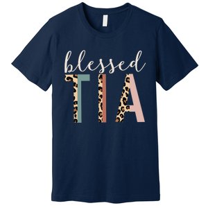 Blessed Tia Aunt Cute Leopard Print Premium T-Shirt