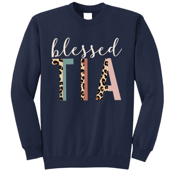 Blessed Tia Aunt Cute Leopard Print Tall Sweatshirt