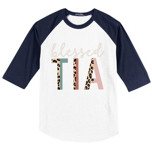 Blessed Tia Aunt Cute Leopard Print Baseball Sleeve Shirt